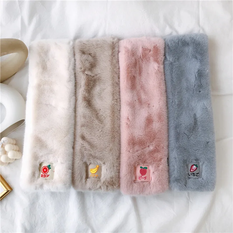 MISM Warm Plush Winter Scarf Soft Hairy Thicken Solid Fruit Cross Collar Neck Warmer Shrugs Knitted Neckerchief | Аксессуары для