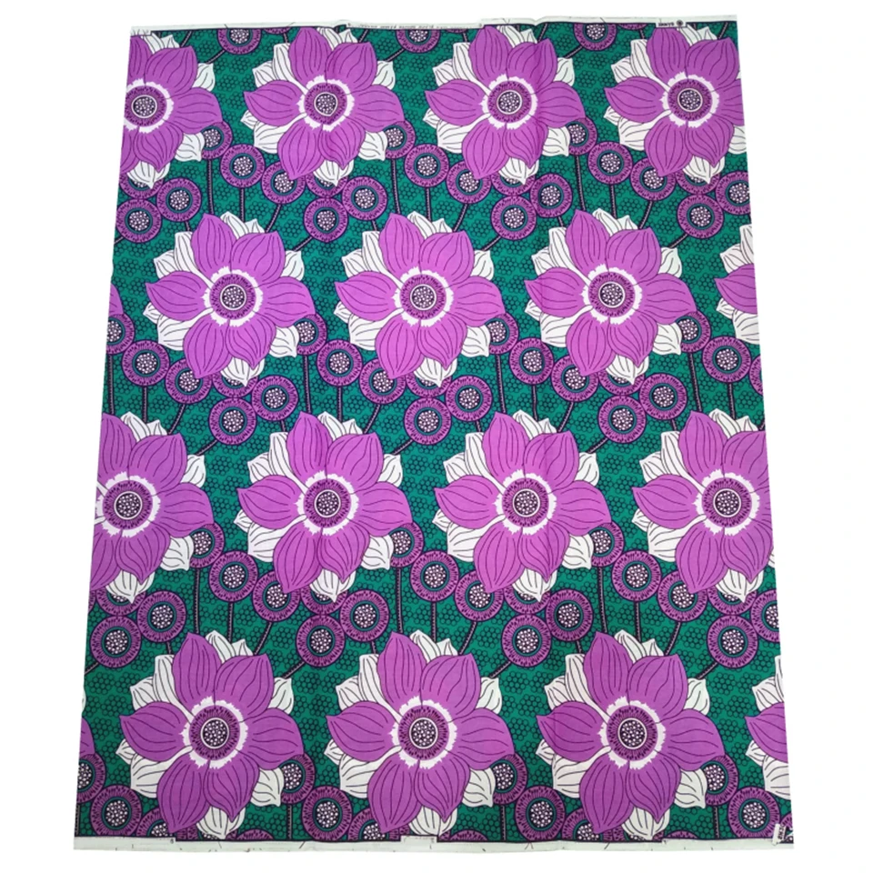 

Floral African Print Africa Batik Bold FabricKitenge/Pagnes/Tissues Africain/ Lapa/Chitenge In Purple Blue LBL-61