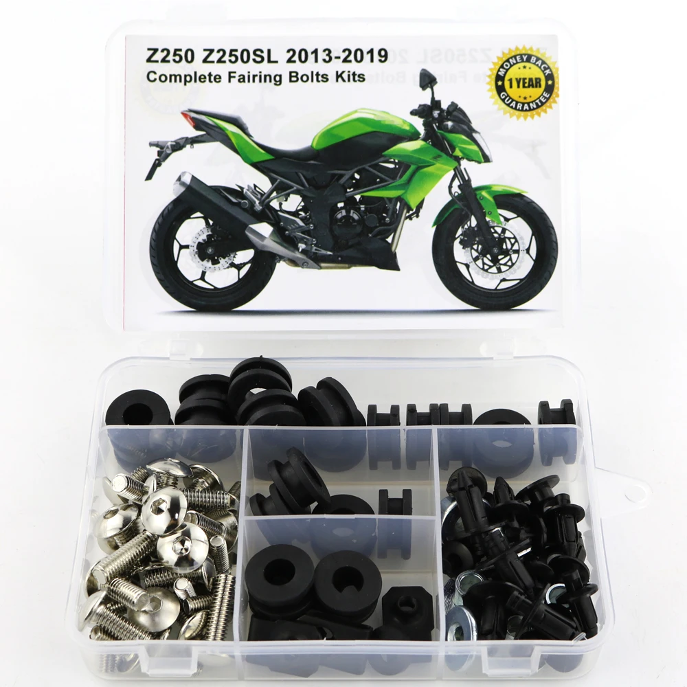 Silver Для Kawasaki Z250 Z250SL 2013 полный обтекатель Болты Комплект винтовые клипсы гайка покрытия болт Сталь - Цвет: Silver