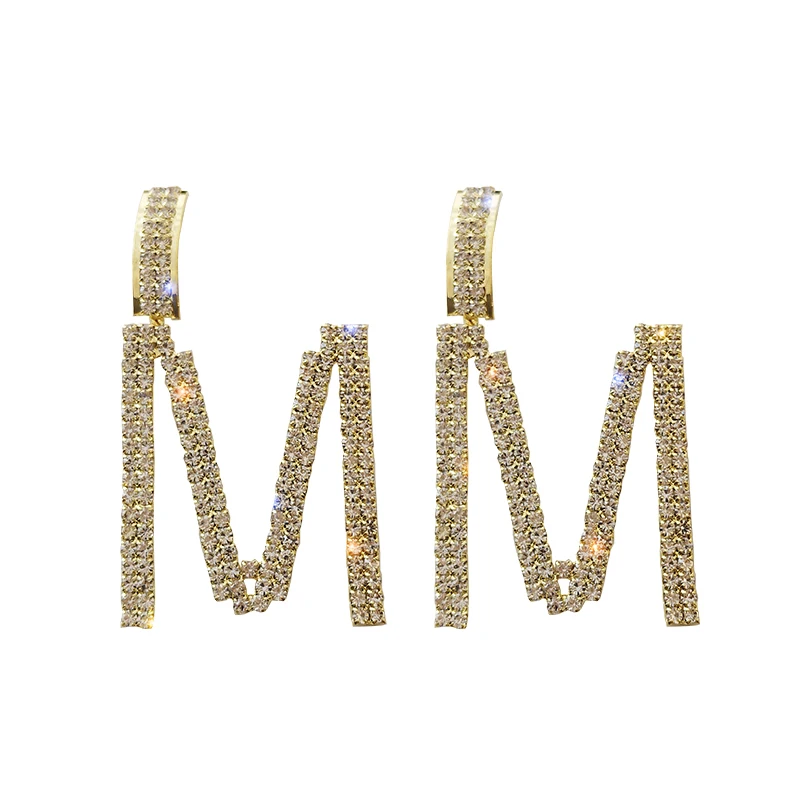 

European and American Shiny M-letter Long Earrings 2020 Trend Women Party Accessories Trend Simple Ladies Earrings Delicate Ears
