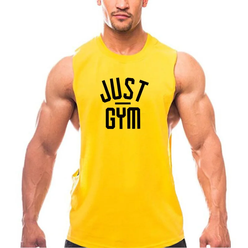 Muscleguys бренд Canotte Бодибилдинг капля пройма майка Мужская одежда для фитнеса и спортзала Tanktop майка без рукавов тренировочный жилет - Цвет: yellow155