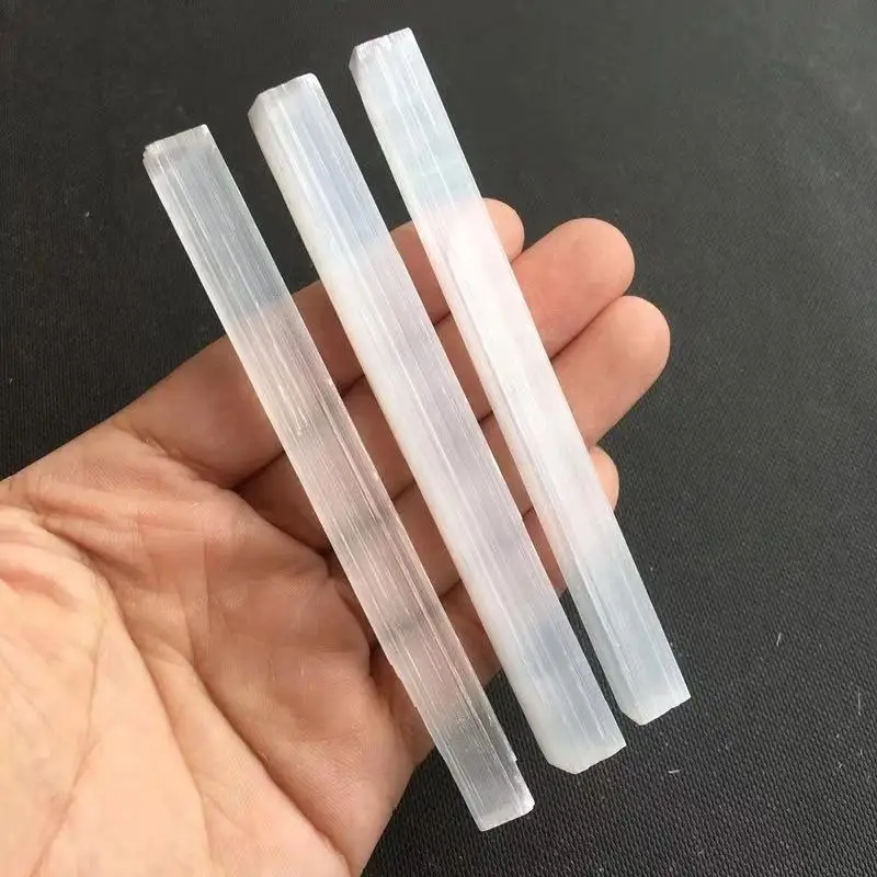 

3PC Natural White Gypsum Wand Energy Selenite Sticks 110MM-120MM for Healing