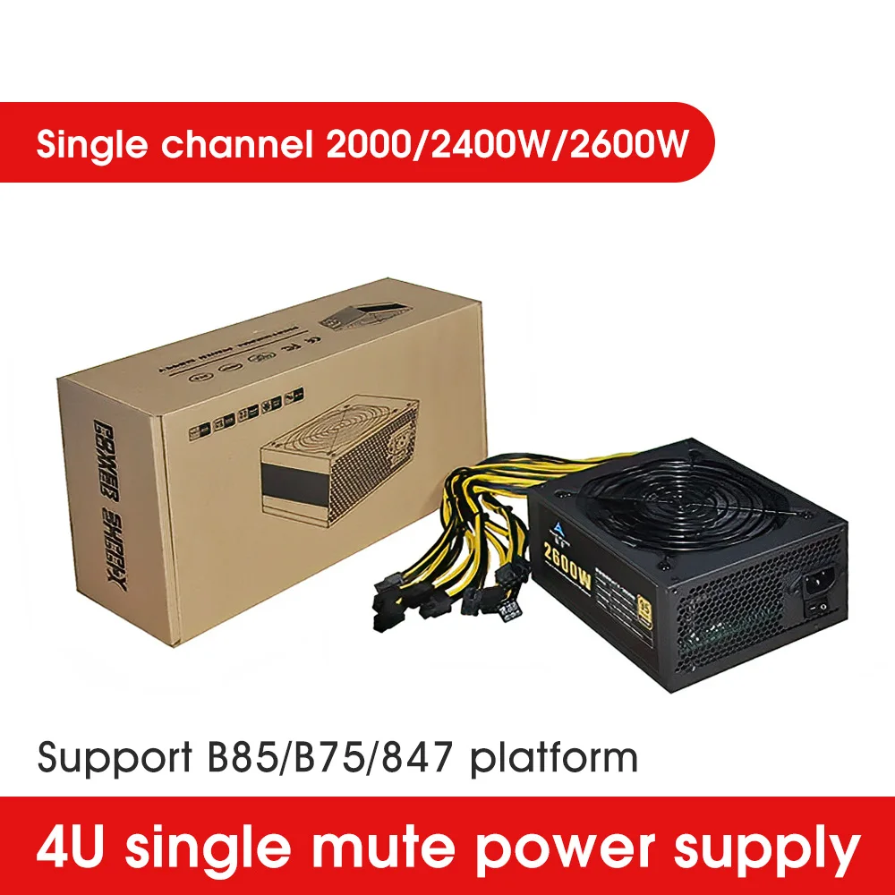 Источник питания для майнинга 4U блок 110 В 240 в ATX 2000 Вт 2400 2600 BTC ETH 10X 6Pin поддержка