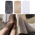 1 шт., сексуальные блестящие чулки в сеточку, женские сетчатые колготки, блестящие женские колготки стразы, Чулочные изделия с высокой талией, нейлоновые чулки