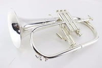 new b flat flugelhorn brass silver plated bb trumpet high quality brass musical instruments horn with mouthpiece free shipping