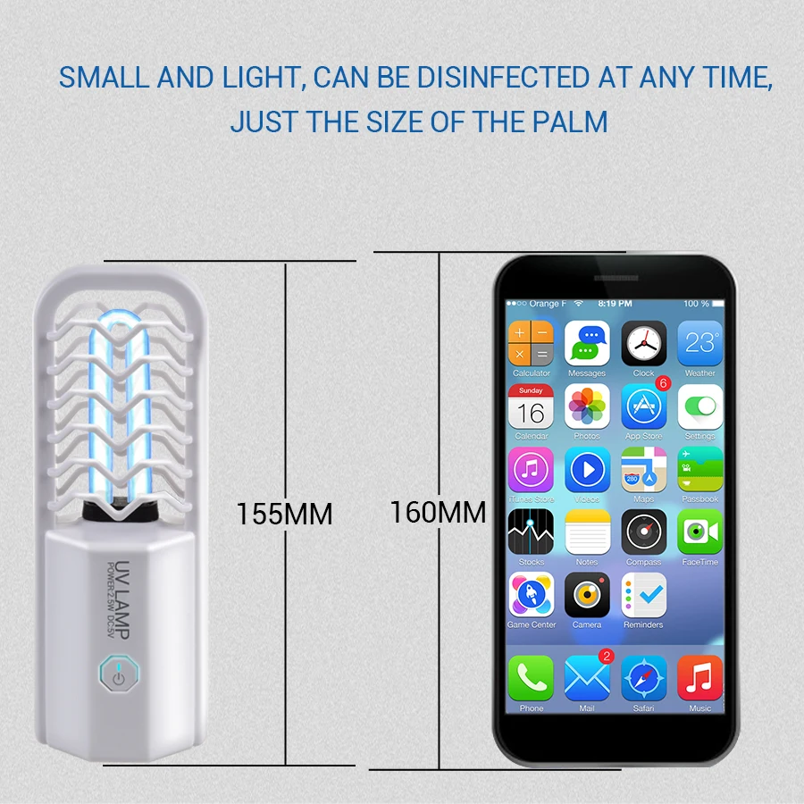 5V USB перезаряжаемые ультрафиолетовые лампы UVC кварцевый ирадиаторный