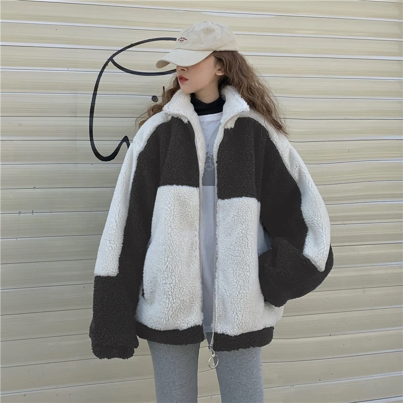 

2020 Elegant Faux Fur Coat Women Autumn Winter Warm Soft Zipper Fur patchwork Jacket Female Plush Overcoat Pocket Casual Outwear
