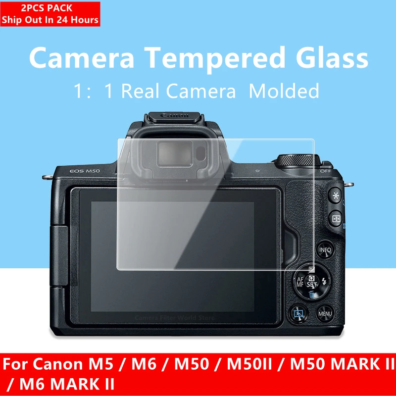 

2PCS M50 Camera Glass 9H Hardness Tempered Glass Ultra Thin Screen Protector for Canon M5 M50 M50II M50 MARK II M6 M6II Camera