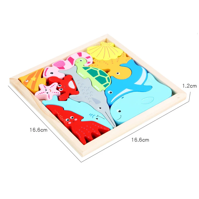 

New Cartoon Animal 3D Jigsaw Puzzle Cognitive Matching Stacking Balance Children Baby Wooden Educational Grab Board Toy Gift