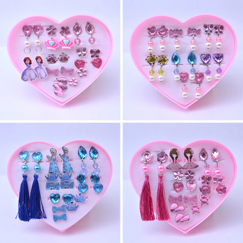 

Children Ear Clip Creative Fashion Style Lovely Diamond Earrings Set New Year Birthday Girl Earring Hairpin