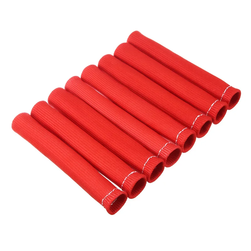 

New Arrival 8pcs 2500F Red Car Spark Plug Wire Boots Protector Sleeve Heat Shield Cover FOR Car Repairing Parts