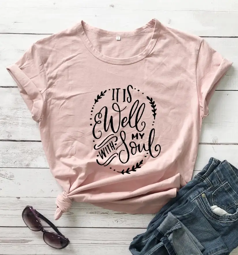 Футболка с надписью It Is Well With My Soul женская футболка цитатой христианский Иисус