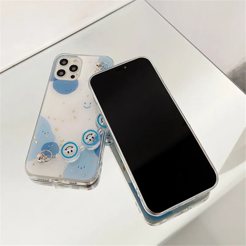

Cute Smiley Wristband Chain Soft Shell Anti-fall Protective Cover Phone Cases For iPhone 12 Mini 11 ProMax XS XR X SE 2 8 7 Plus