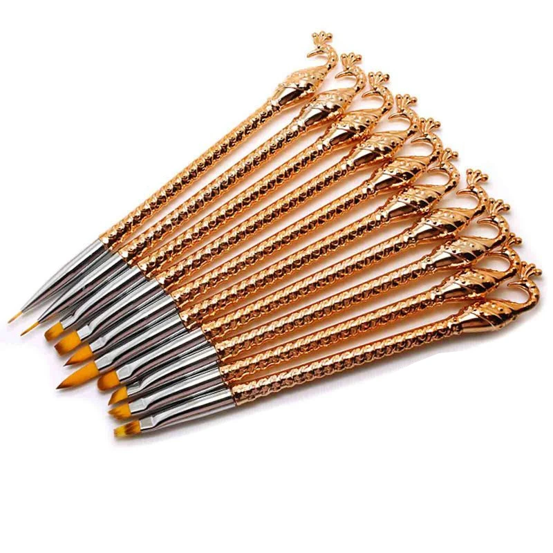 

10PCs UV Gel Gradient Painting Pen Drawing Brush Wooden Handle Manicure Nail Art Tool