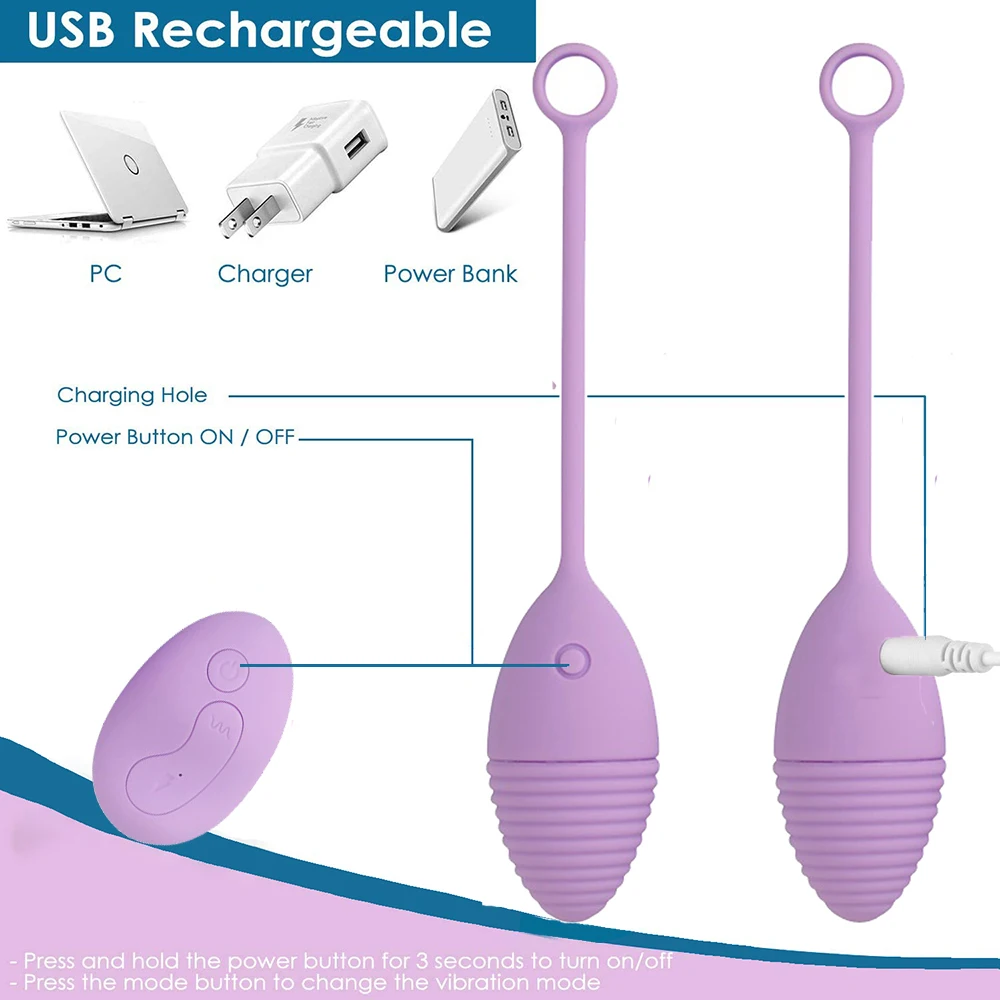Шарики Бен Ва Кегеля для упражнений вагинальные яйца USB перезаряжаемые мощные