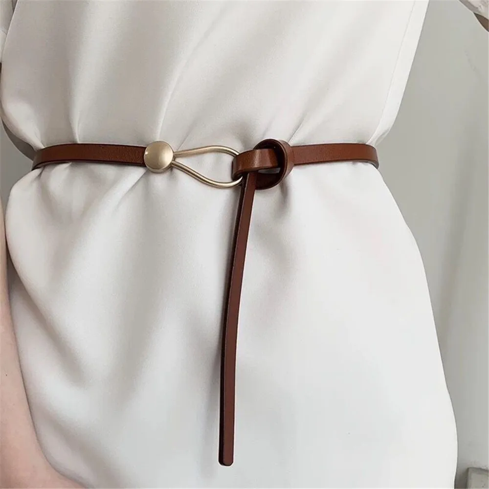 

Thin Belt Women Genuine Leather All-match Knotted Decorative Belt Fashion Black With Dress Sweater Casual Trousers Belt Wholesal