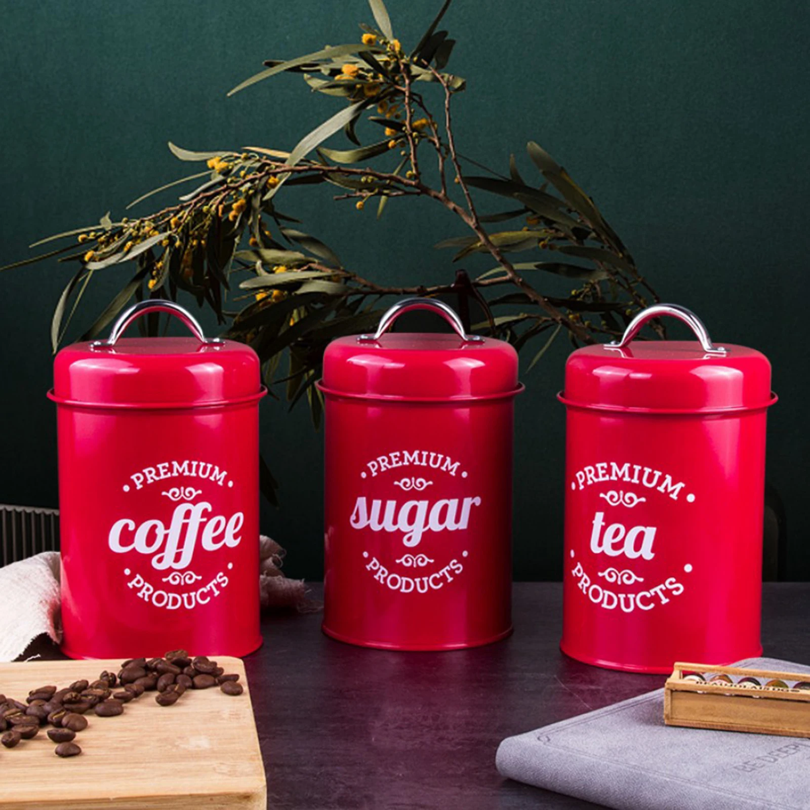 Набор из 3 металлических контейнеров для хранения еды | Дом и сад