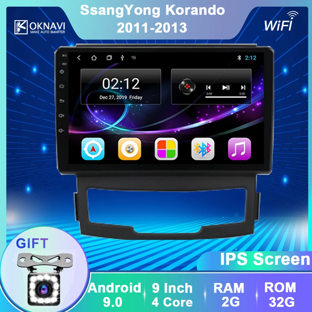 OKNAVI 2 Din Android 9 0 Автомобильный мультимедийный видео плеер для SsangYong Korando Actyon 2011 2013 IPS