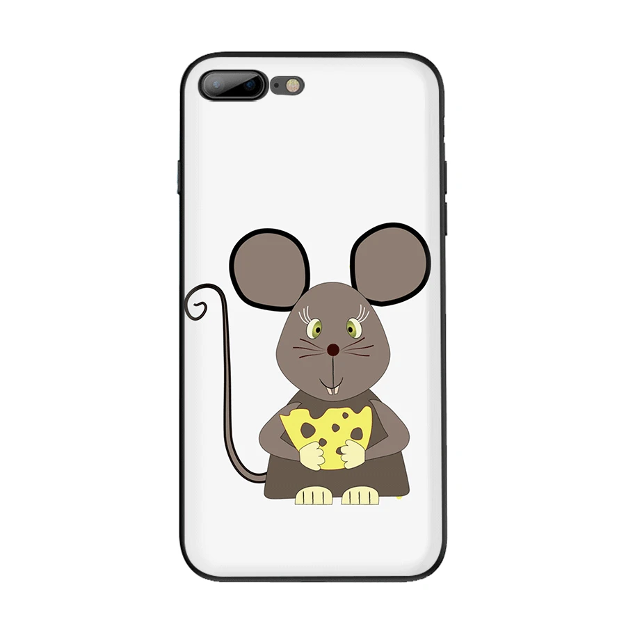B12 Чехол для мобильного телефона из ТПУ для iPhone 11 Pro XR X XS Max iPhone 7 8 6 6s Plus 5 5S SE, чехол с милой мультяшной мышкой с сыром - Цвет: B12
