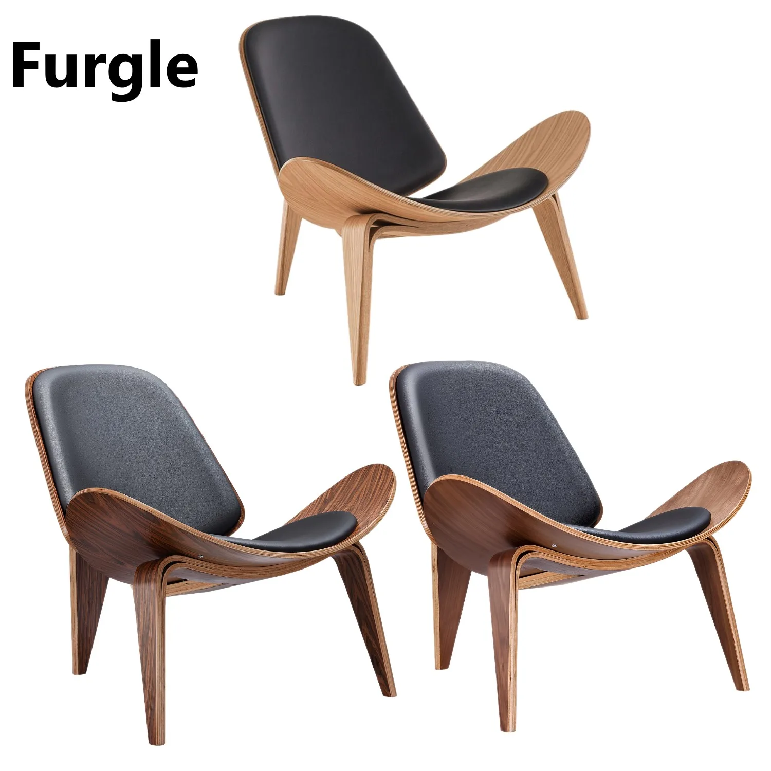 Furgle Реплика кресла среднего века современный стул из фанеры 3 цвета дерева черные