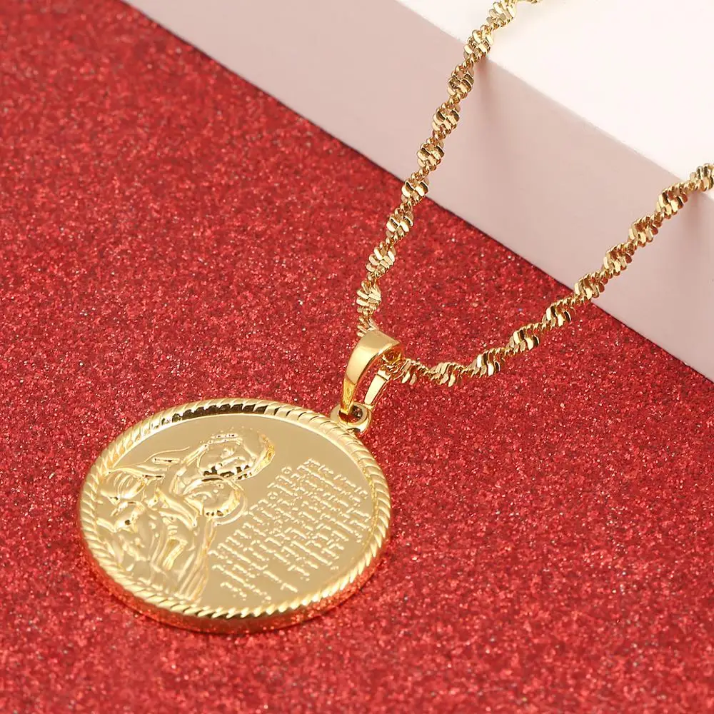 Золотой цвет девственные Подвески &quotДева Мария&quot ожерелья на цепочке для