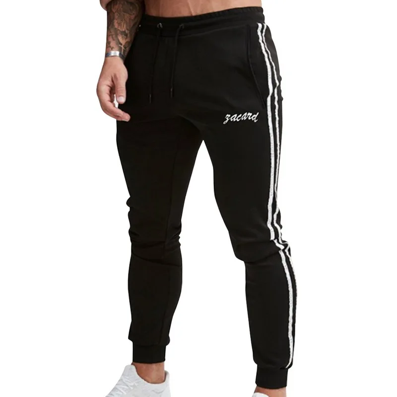 Black B Men's Jogger Sporting Pants Pockets Autumn Winter Sweatpants Classic Casual Black Jogger Sweatpants Breathable Slim Men Trousers - Цвет: Black B