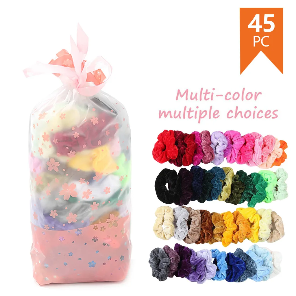 45 colors Velvet Scrunchie Women Girls Elastic Hair Rubber Bands Accessories Gum For Tie Ring Rope Ponytail Holder FD | Красота и