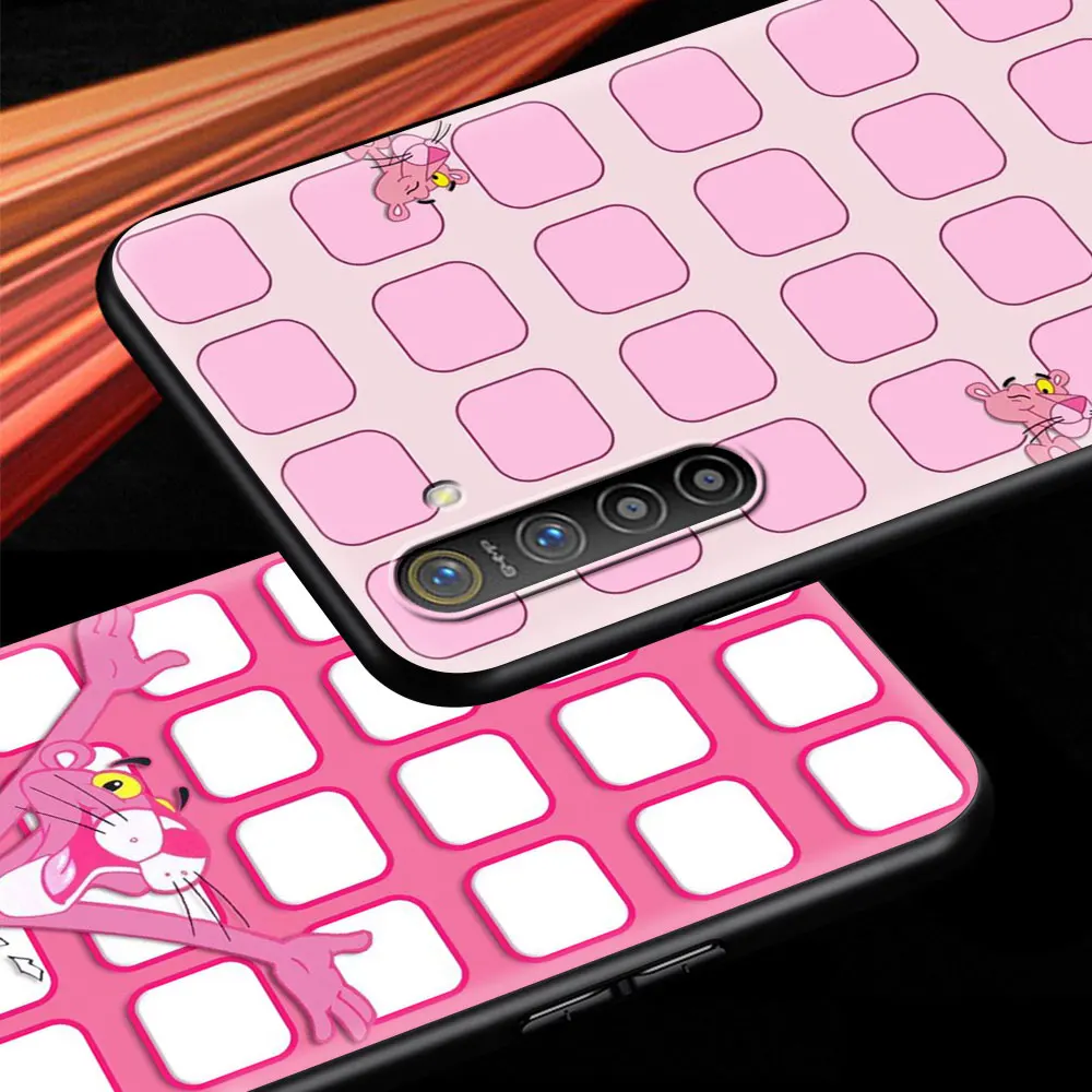 

Phone Case for Realme C3 6 5 7 Pro X50 XT C11 Cover for Oppo A52 Find X2 Lite A9 2020 A53 Black Shell Pink Panther Anime