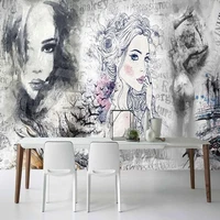 custom 3d mural retro fashion beauty graffiti poster dining room makeup shop tooling wall decor painting wallpaper for bedroom