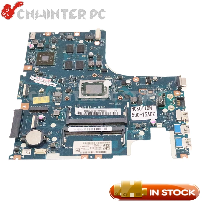 Материнская плата NOKOTION для ноутбука Lenovo 500-15z 5B20J76103 AAWZA ZB LA-C285P ЦП 2 ГБ графика DDR3 |