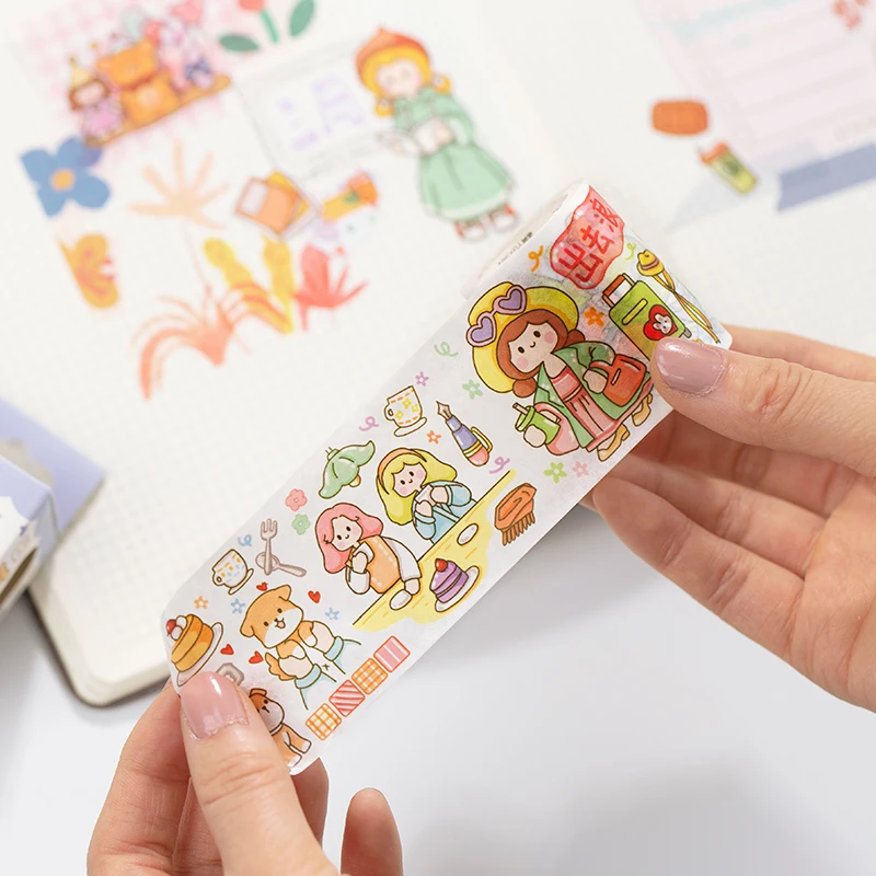 Мультипликационная кавай-девочка пуля журнал лента Washi Милая декоративная