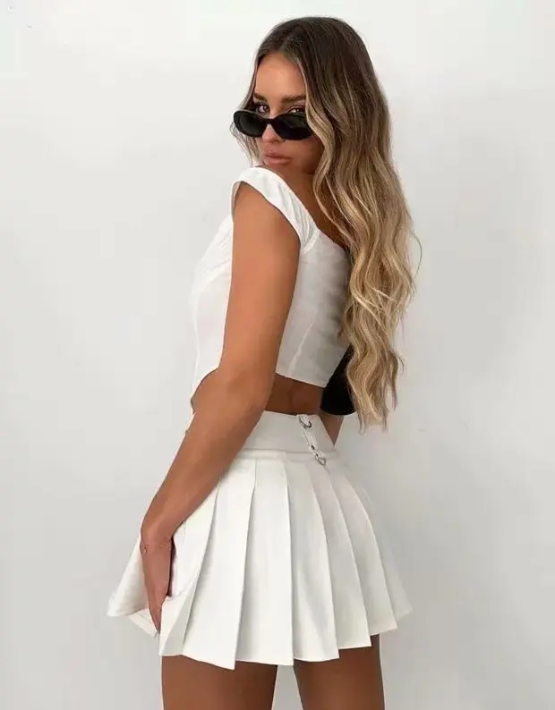 

2021 Women Sexy Slim SKirt Summer Autumn Elegant Mini Casual Femme Pleated High Waist Skirts