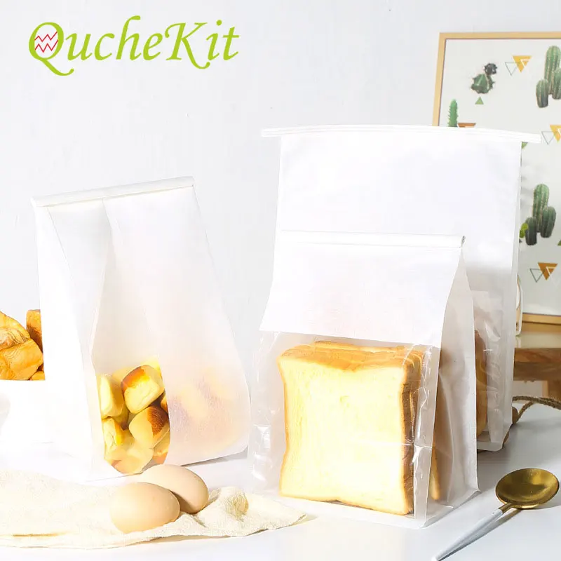 

20pcs Bakery Bags with Clear Window Bread Toast Packaging Bag Curling Wire Sealing Avoid Oil Baking Takeaway Food Cake Package