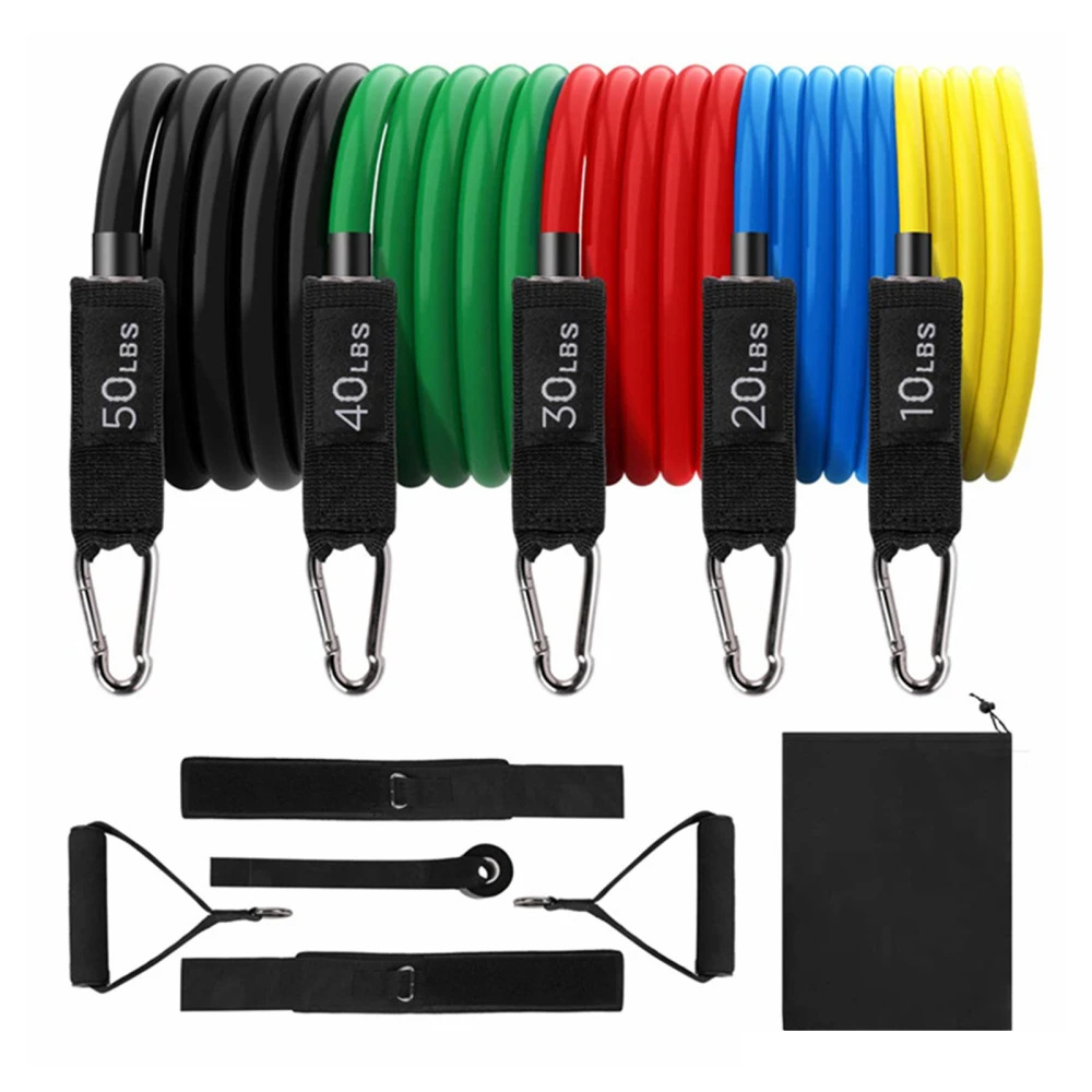 

Exercise Bands Fitness Sport Rubber Storage Bag Muscle Strength Training TPE Breathable 11pcs Anchor Legs Ankle Straps Pull Rope