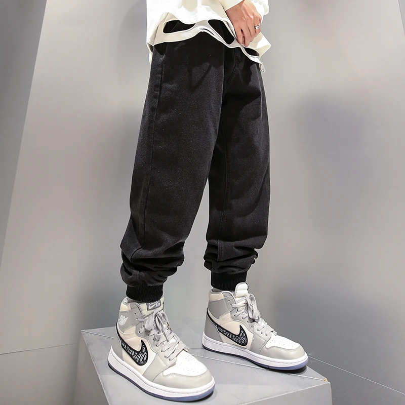 

Japanese Vintage Designer Men Jeans Loose Fit Black Spliced Patch Denim Cargo Pants Fashion Streetwear Hip Hop Joggers Trousers