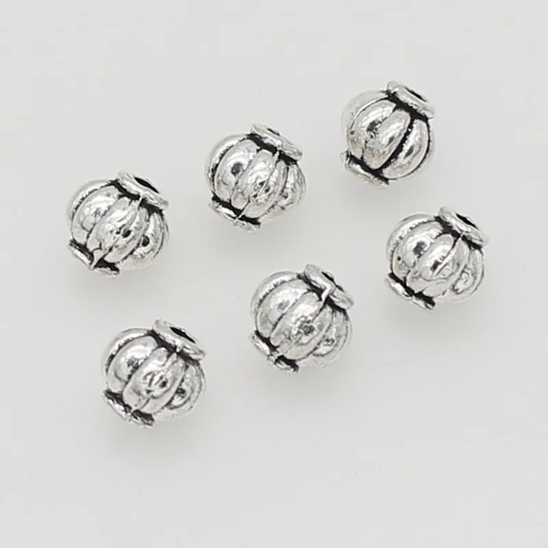 

50 шт./лот античные серебряные дизайнерские бусины-фонарики россыпью 6 мм Ручная плетеная Тыква разделительные бусины Подвески «сделай сам» ...