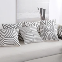 cotton embroidery pillowcase nordics geometric grey cushion cover cojines decorativos para sofa new year home decorative pillows