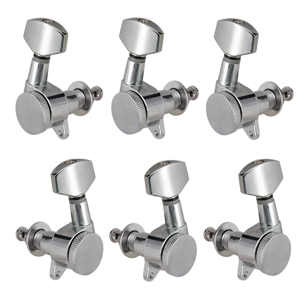 

6pcs 3L & 3R Electric Guitar Tuners Machine Heads Tuning Pegs (Silver) Pentagon