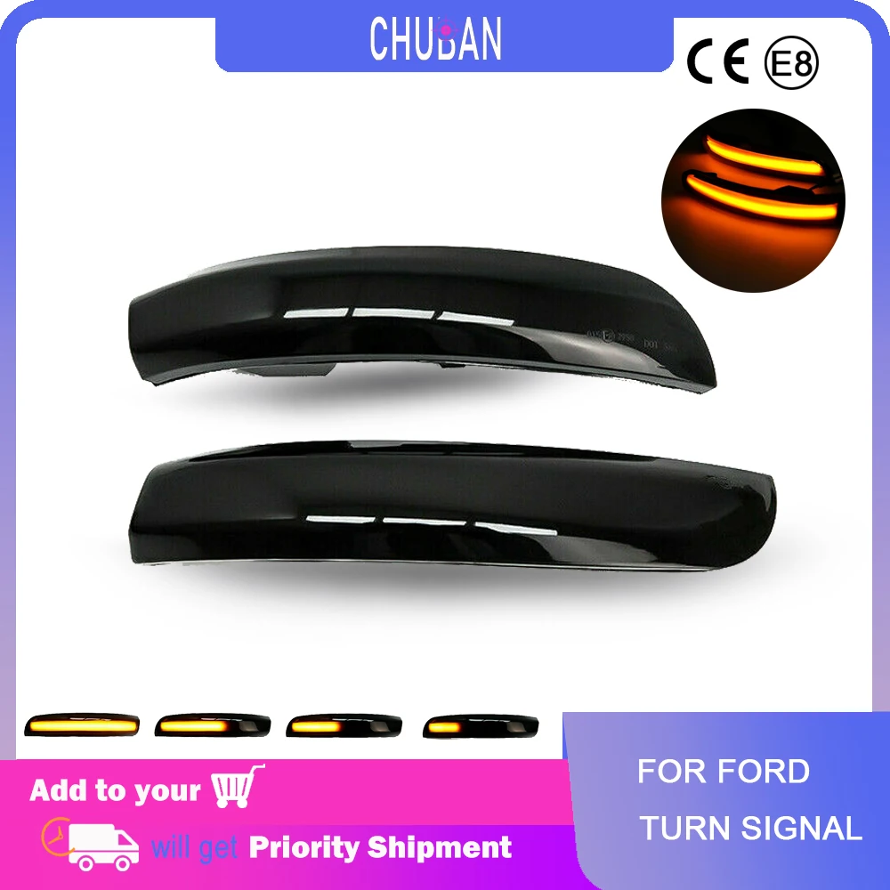 

Car LED Dynamic Turn Signal Light For Ford Focus 2 3 Mk2 Mk3 Mondeo Mk4 Side Rearview Mirror Indicator Blinker Streamer Lights