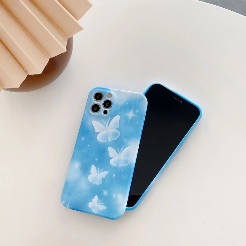 

Cute Butterfly Pattern Phone Case For iPhone 12 11 Pro Max X XR XS Max 7 8 Plus Silicone Back Cover Coque