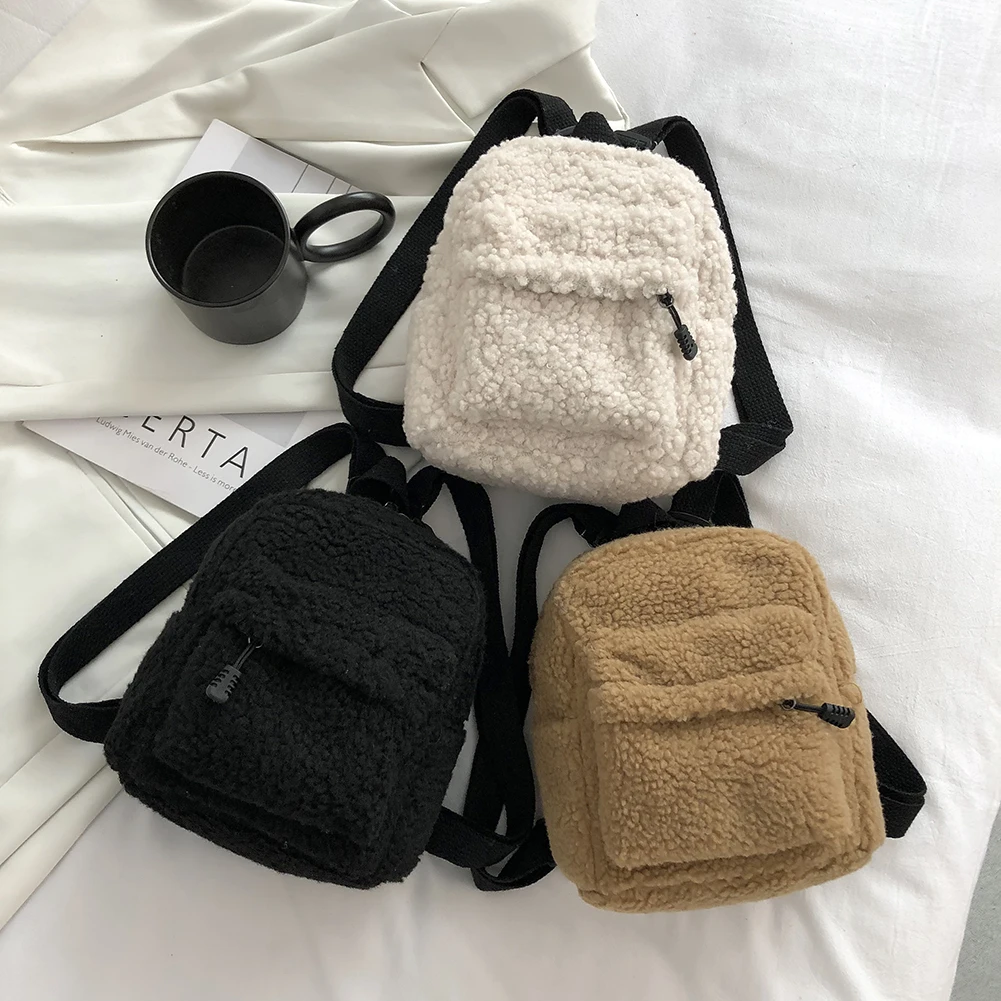 

Winter Women Backpack Casual Plush School Book Bag for Teenager Travel Shopping Girls Rucksack Daily School Bags