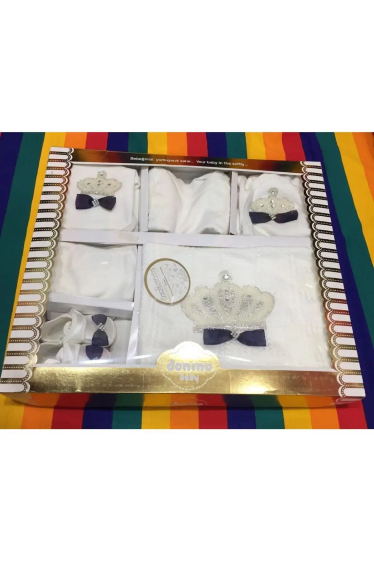 

Male White Donino Gemstone Hospital Output 11 Piece Striped Cotton 10'lu