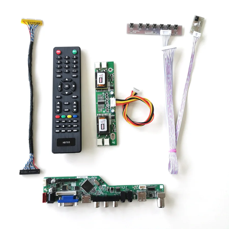 

For LM220WE1-TLD1/TLD2 TV Controller Board Remote+Inverter+keyboard 4CCFL 30Pin LVDS VGA AV USB RF LCD Display Panel Kit