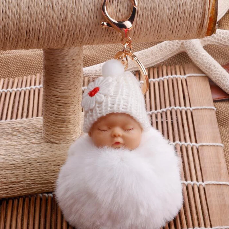 Фото Kawaii Cute Baby Kid Flush Doll Soft Fluff Small Gift Present Keychain Key Ring Decoration Car Decoration for Women/ Girl's Bag №3