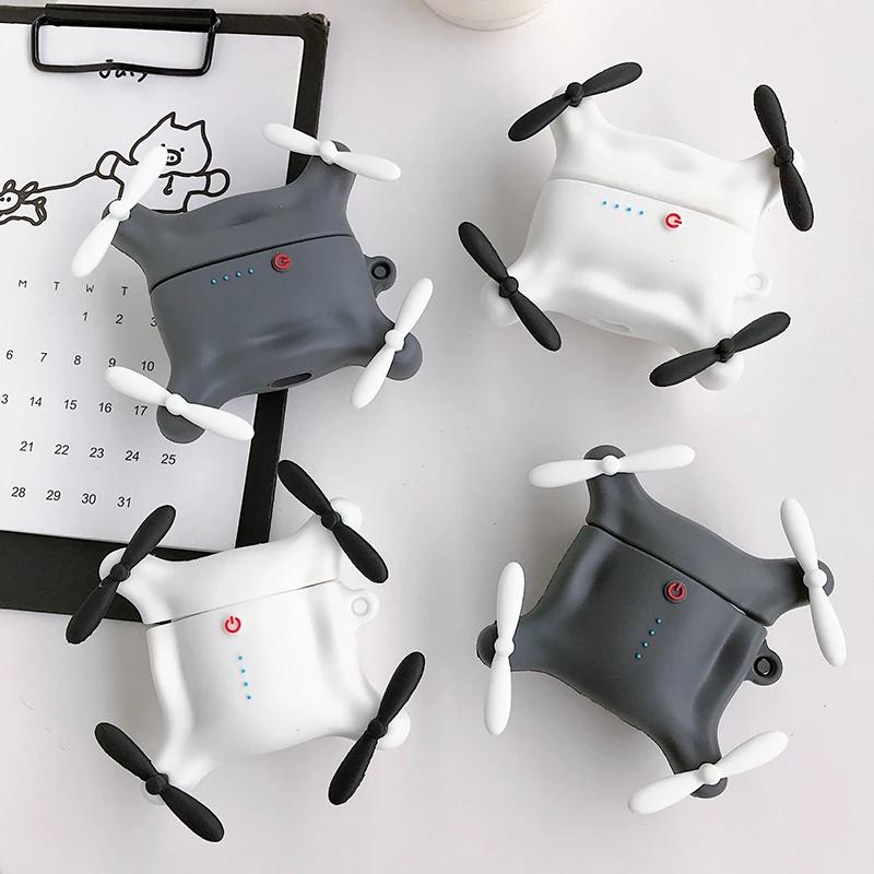Для AirPods 1 2 pro зарядная коробка крутой БПЛА Дрон 3D чехол для наушников силиконовый