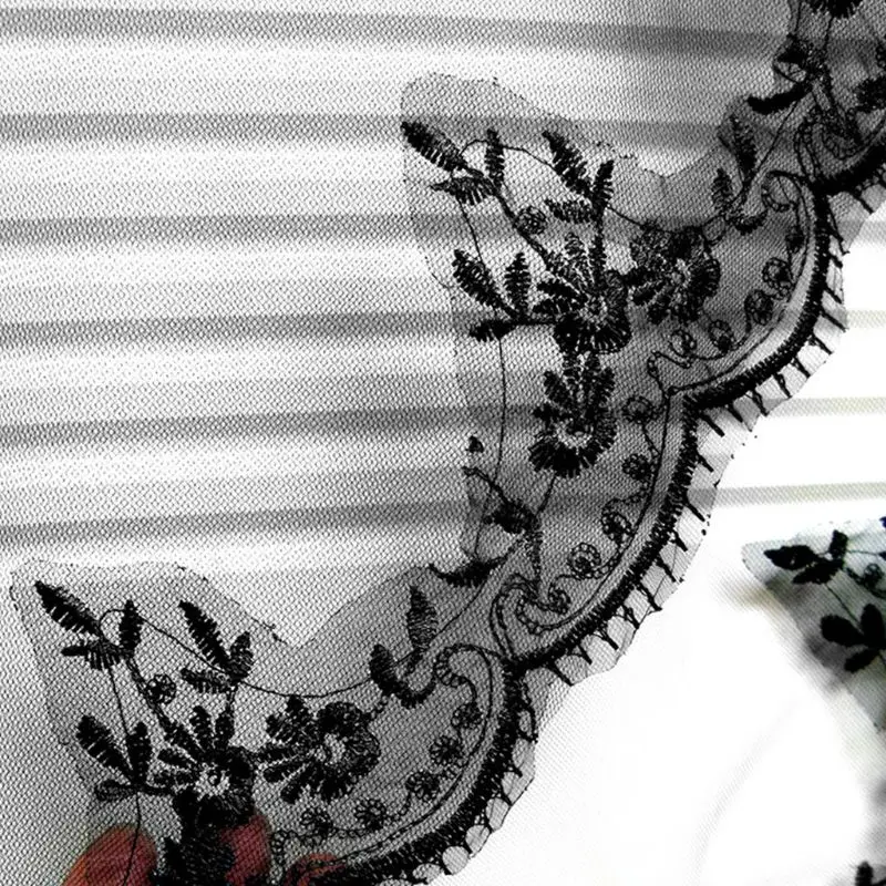 Однослойная женская накидка на лицо черная свадебная фата вышивка ресниц