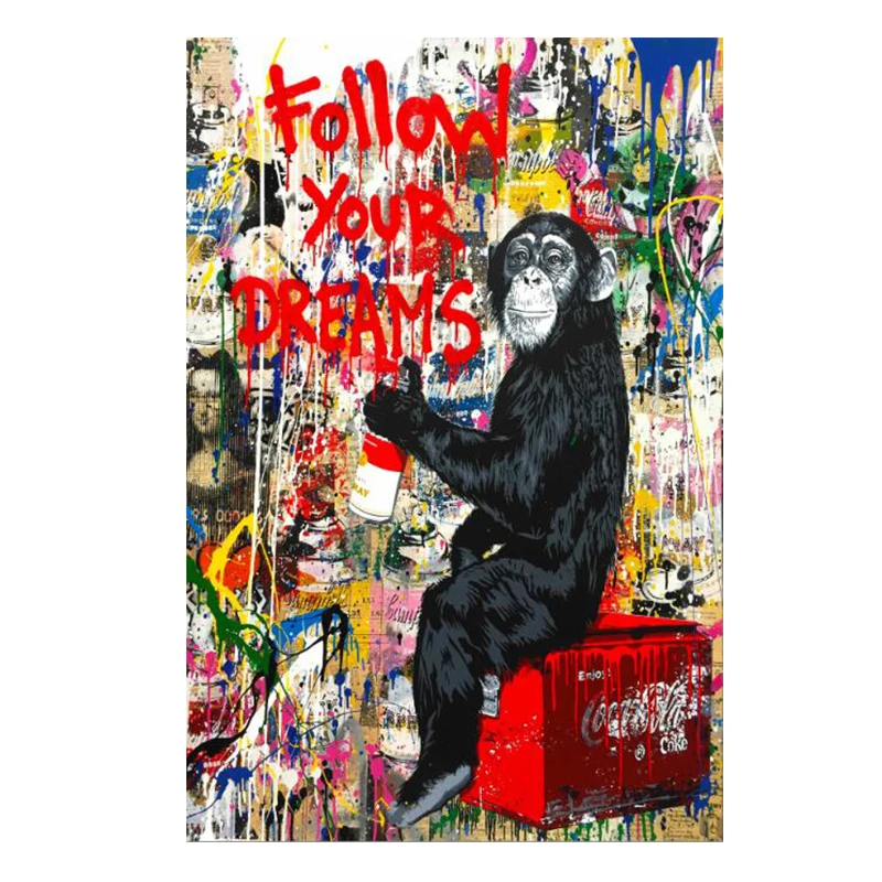 Надписью Follow Your Dreams уличные стены граффити на холсте Картины Абстрактная
