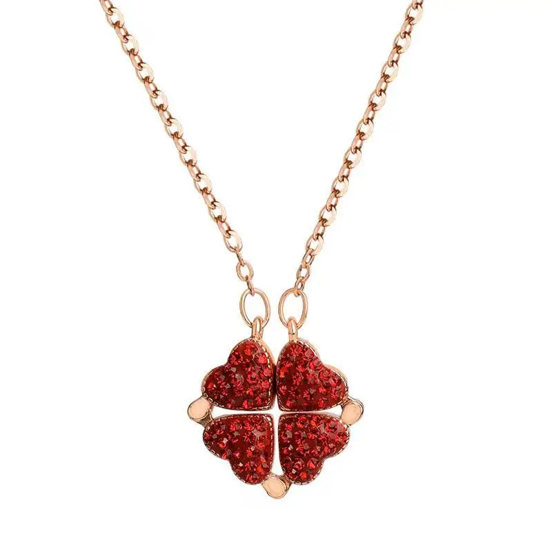 Корейская версия четырехлистного клевера ожерелье Любовь Сплит складной кулон