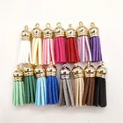 20 шт.лот 38 мм винтажная кожаная кисточка для брелока для мобильного телефона ремешки ювелирные изделия волокно бахрома замша кисточка DIY кулон Подвески фурнитура