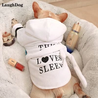 french bulldog pajamas winter dog coat soft pet bathrob for small medium dogs clothes bath drying towel puppy sleeping clothing